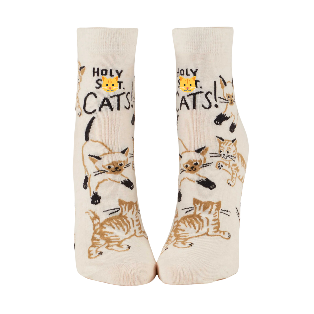 
                      
                        Holy Sh*t Cats! Socks. A pair of socks featuring naughty socks. Cream legs, heel, toe and cuff. 
                      
                    