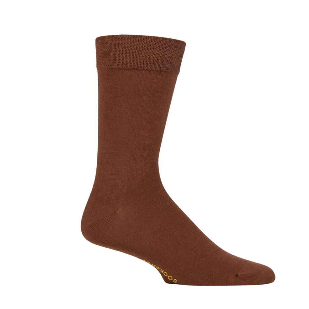 
                  
                    A brown pair of bamboo socks. 
                  
                