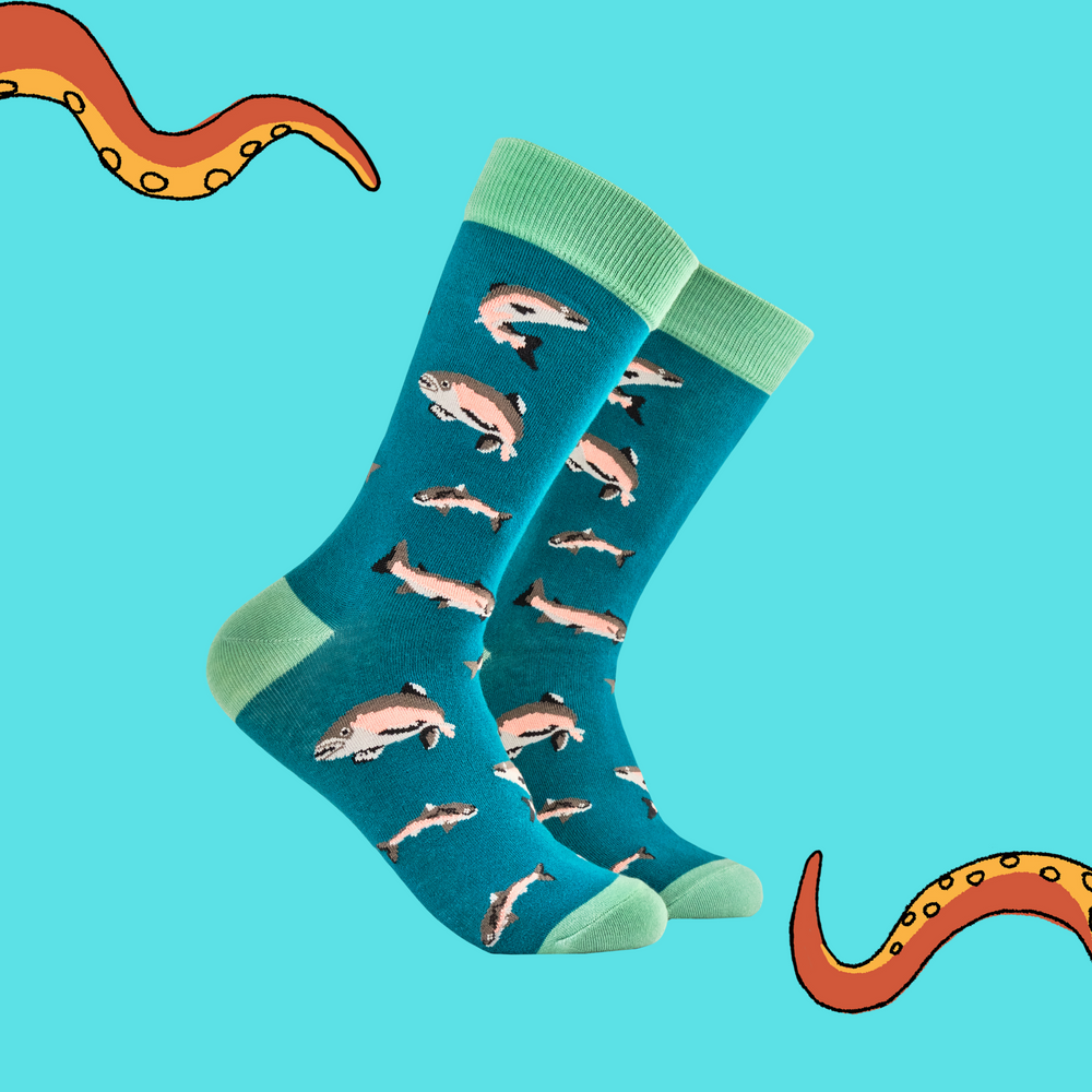 Salmon Leaping Bamboo Socks