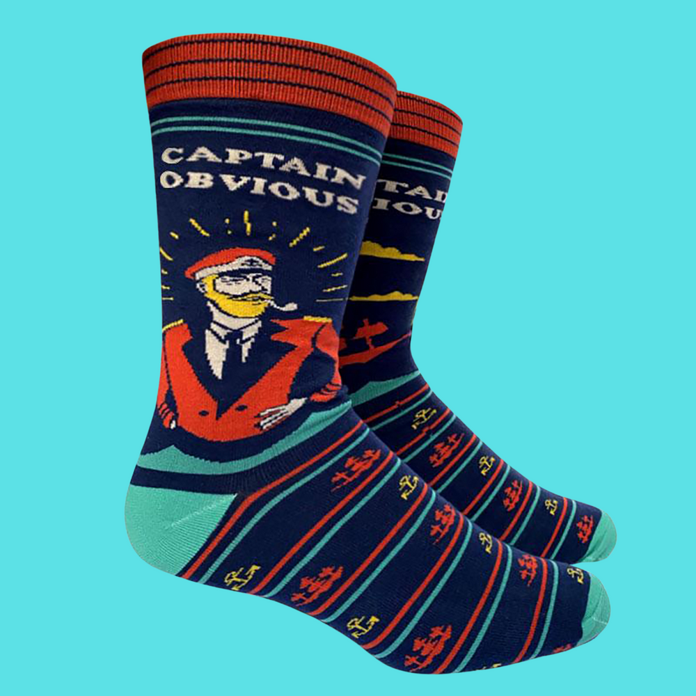 Captain Obvious Slogan Socks