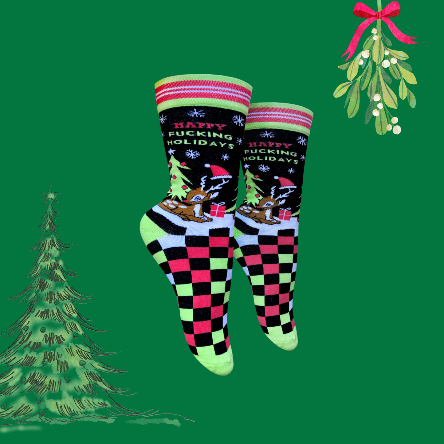 Happy F**king Holidays Slogan Socks