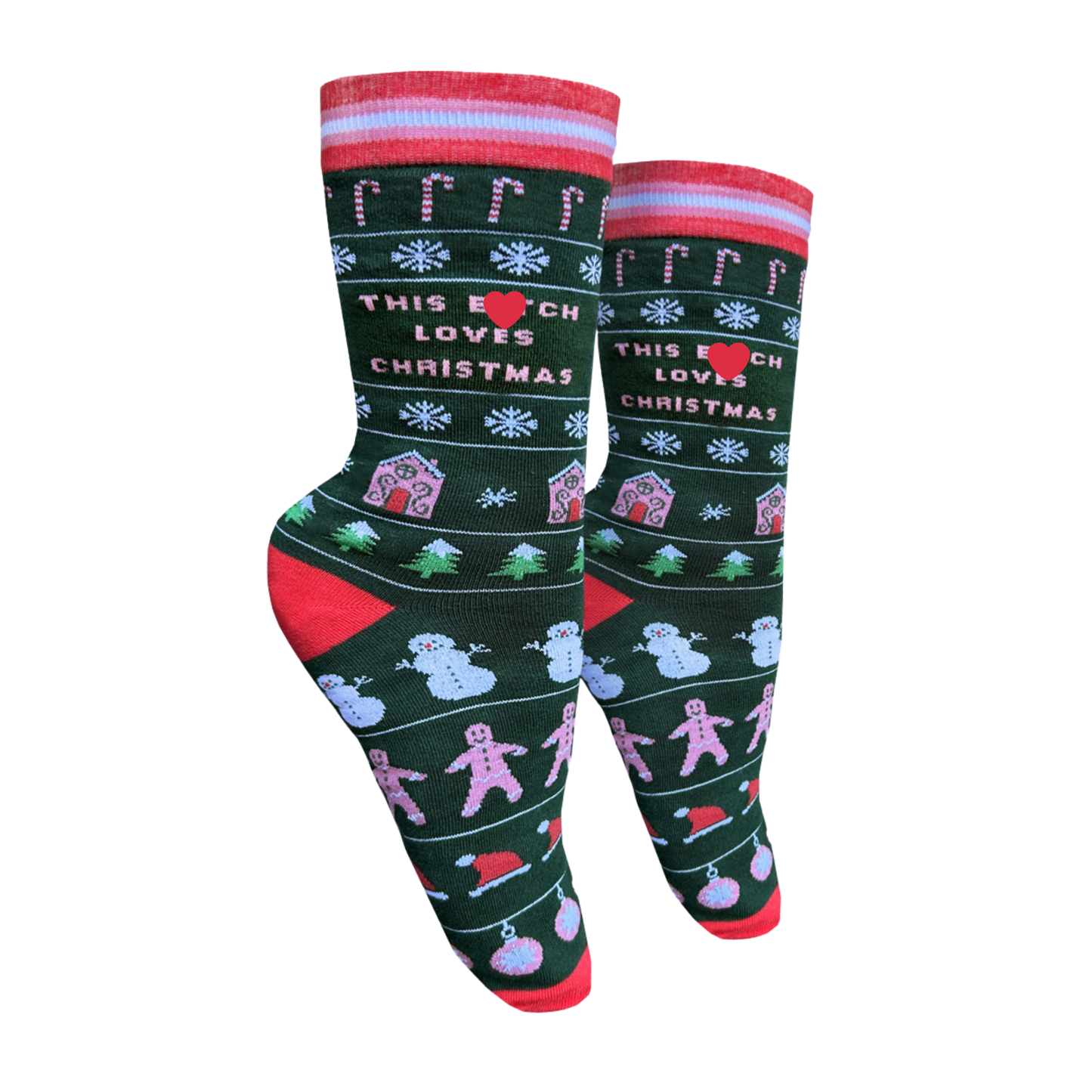 This B**ch Loves Christmas Slogan Socks