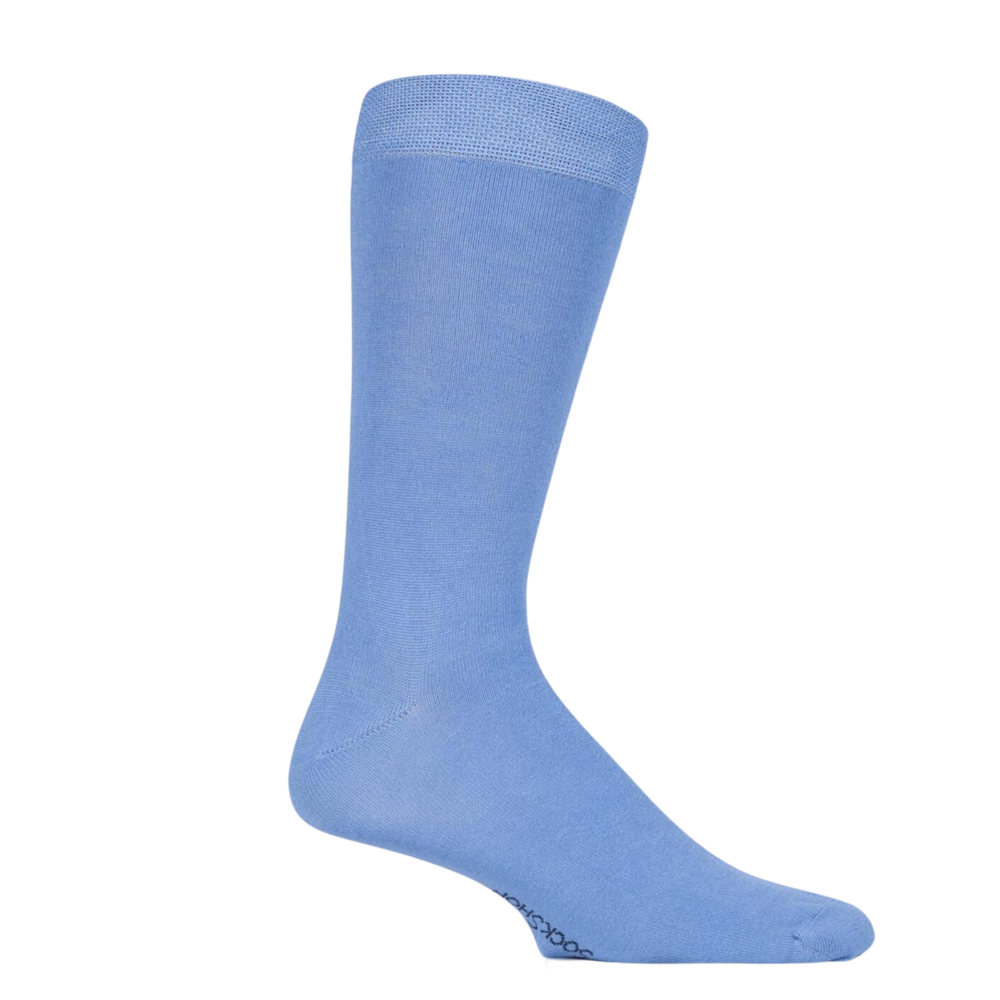 
                  
                    A pair of light blue bamboo socks.
                  
                