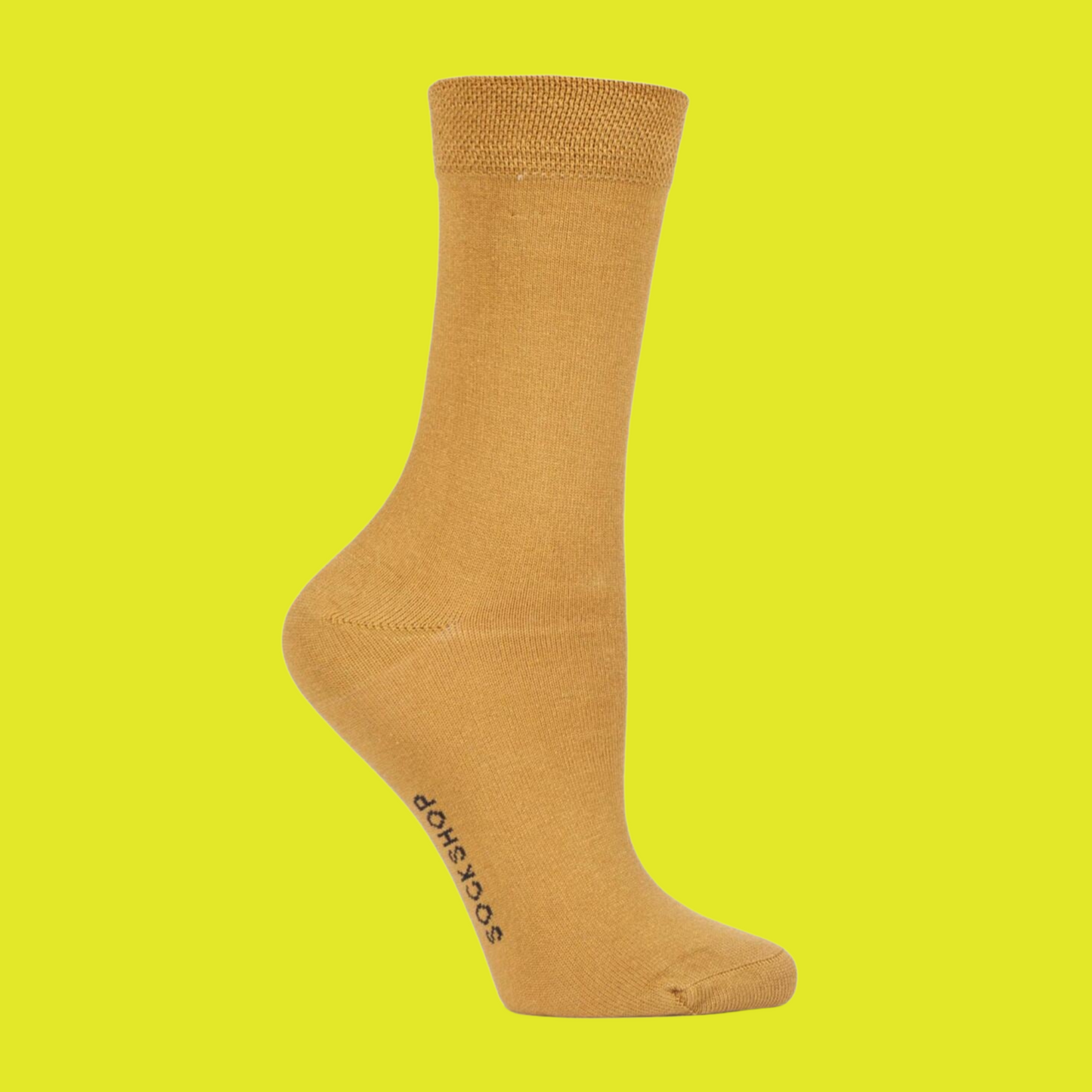 A pair of yellow bamboo socks.