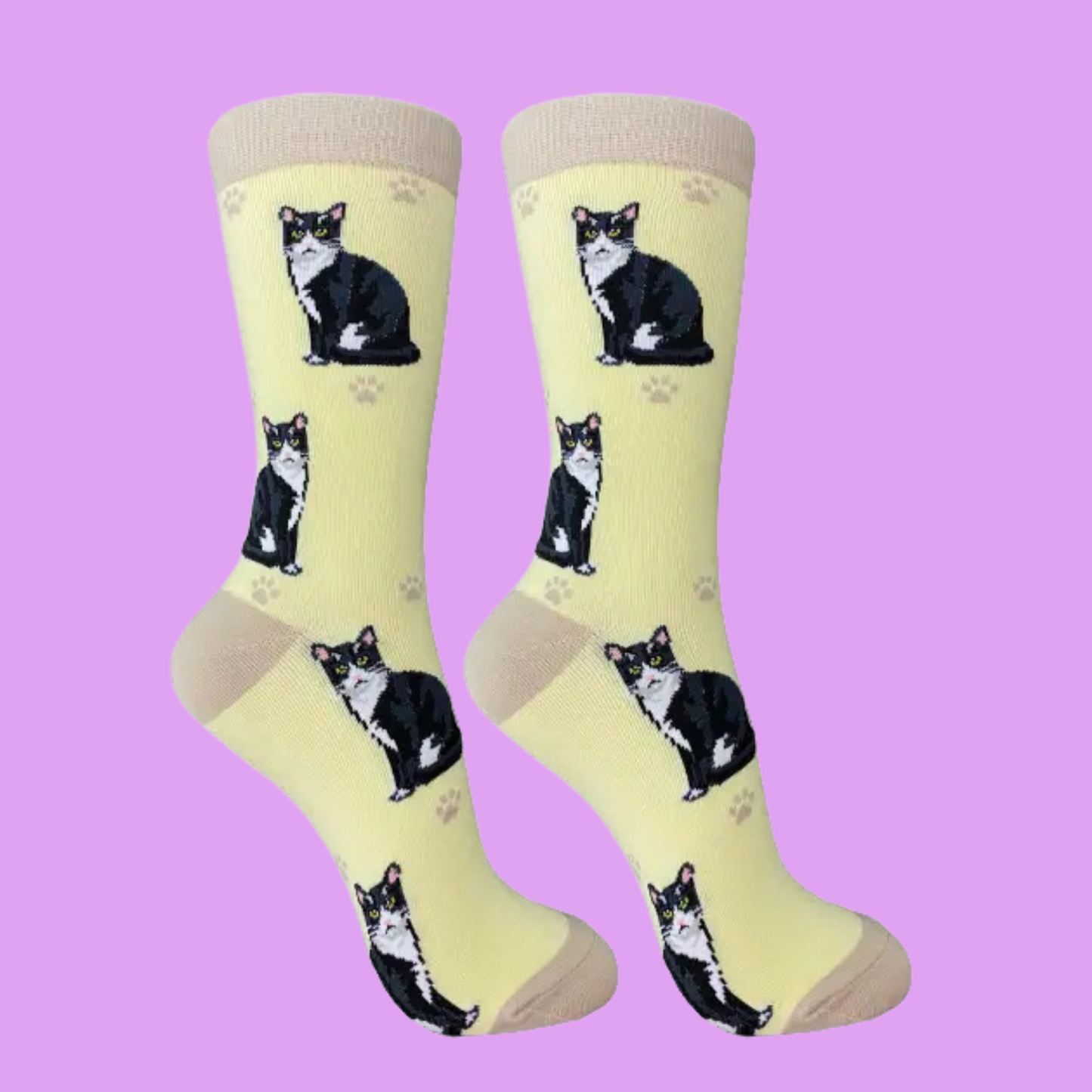 Black and White Cat Full Body Socks