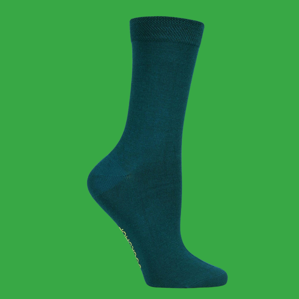 
                  
                    A green pair of bamboo socks.
                  
                