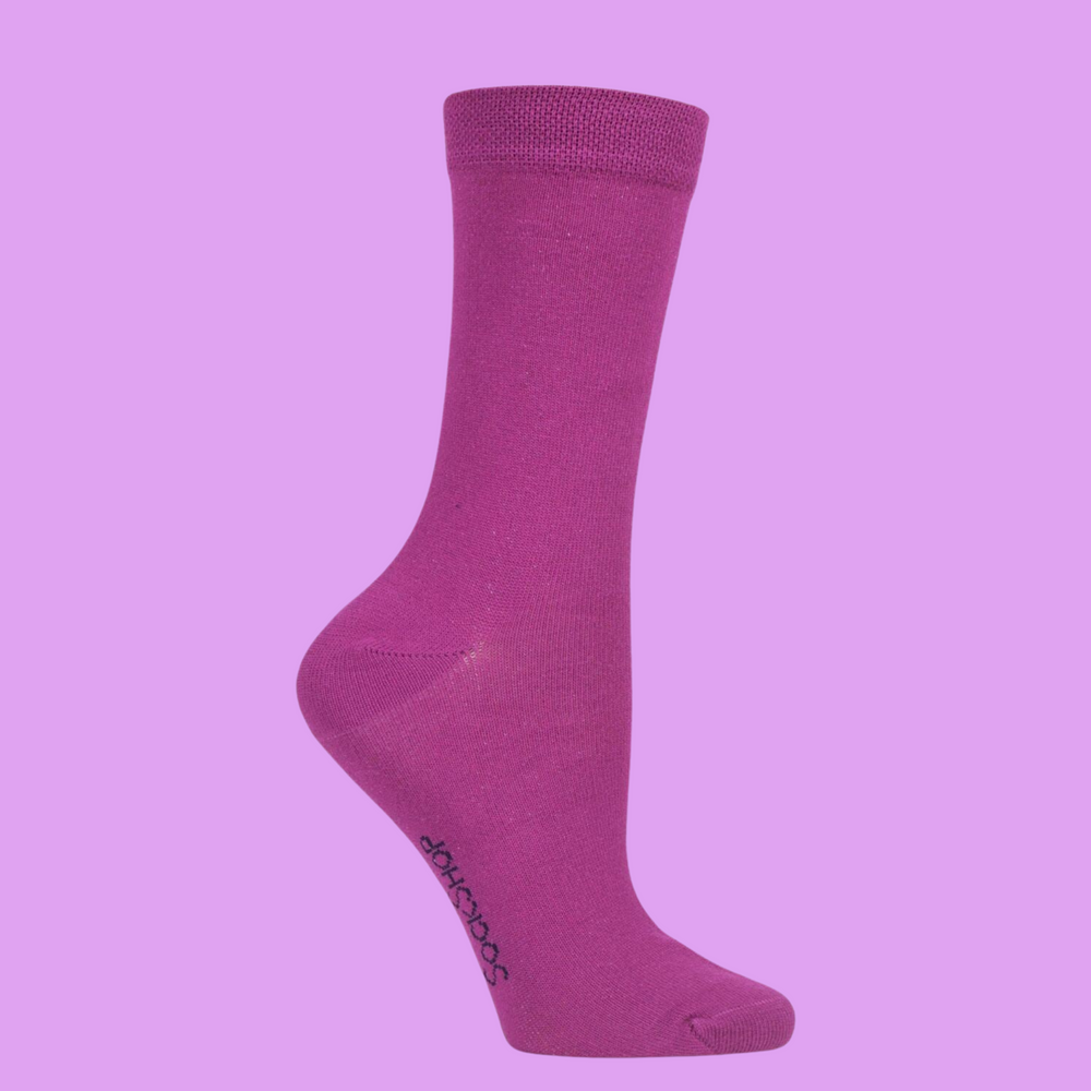 
                  
                    A pair of pink bamboo socks.
                  
                