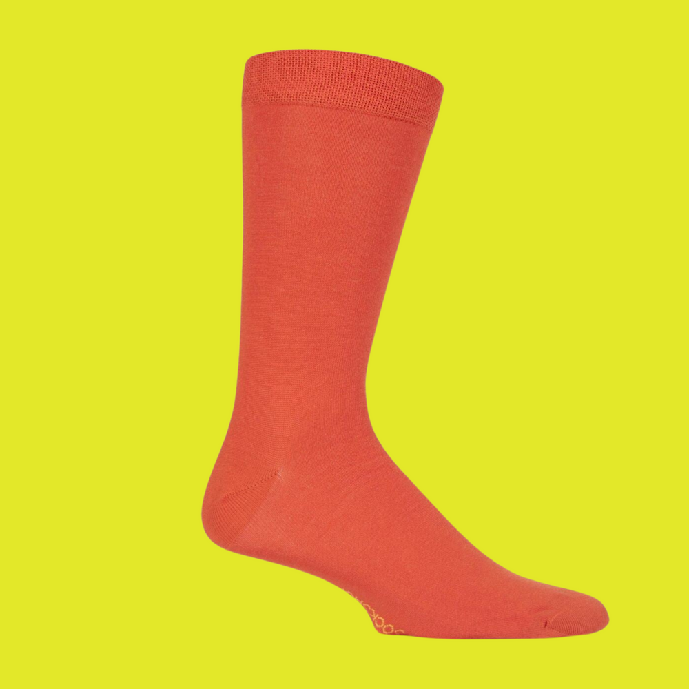 
                  
                    A pair of orange bamboo socks. 
                  
                