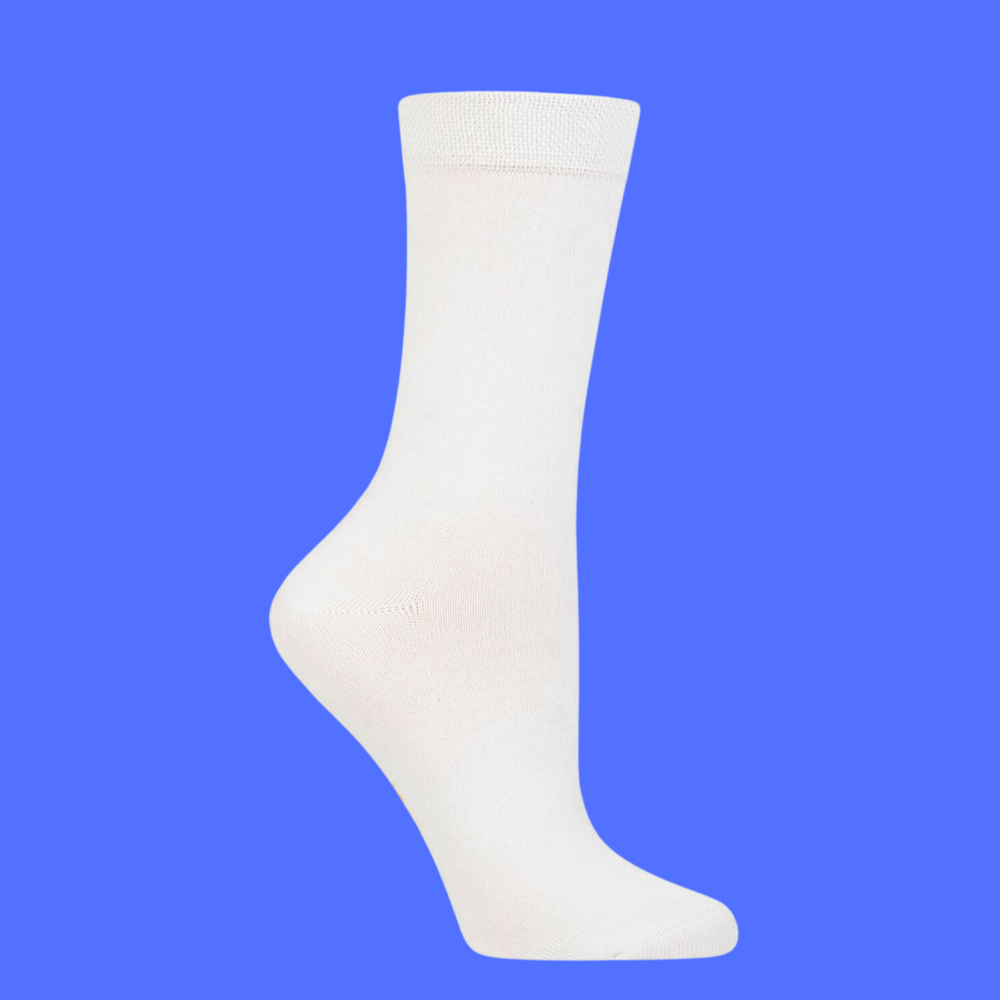 
                  
                    A pair of white bamboo socks. 
                  
                