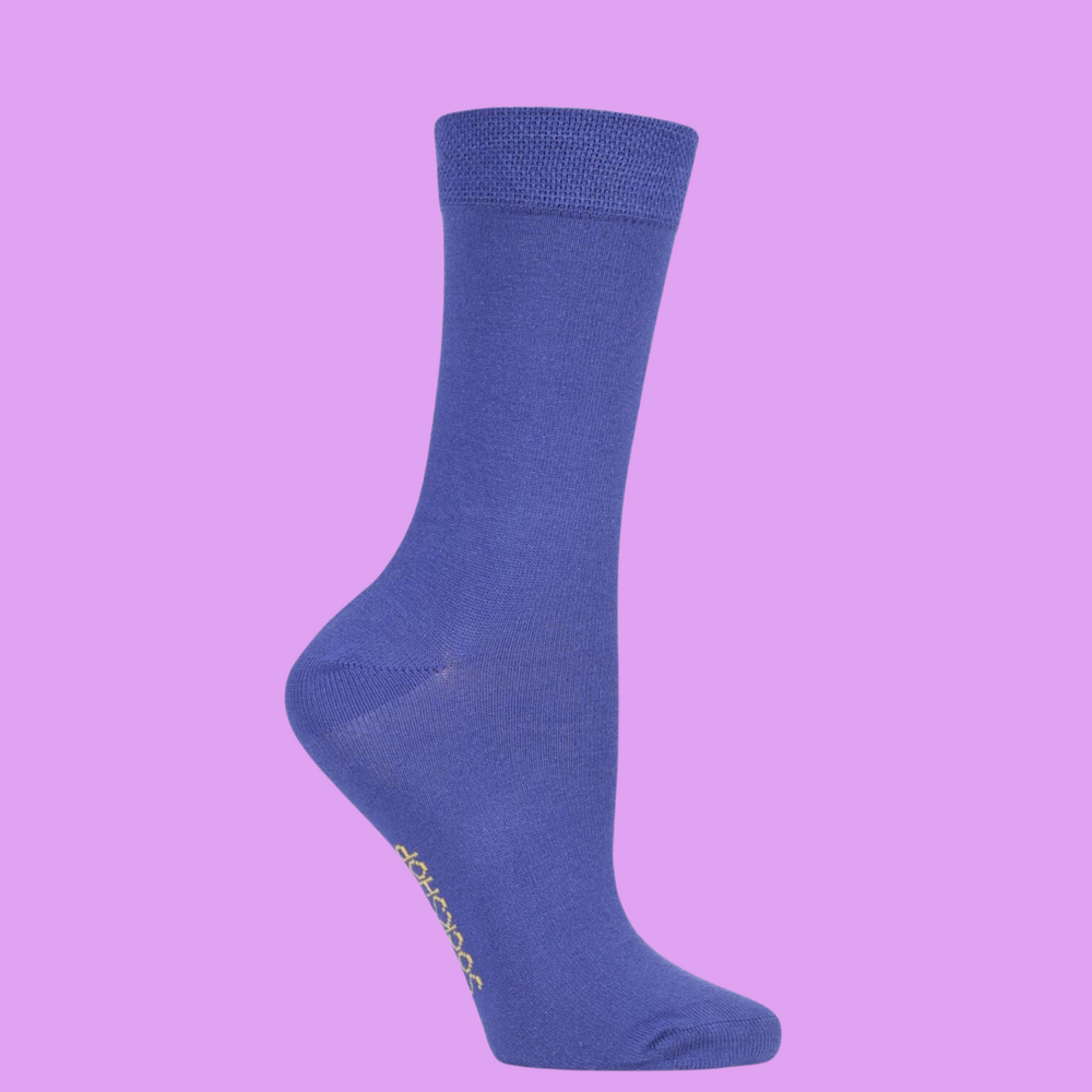 A pair of purple bamboo socks. 