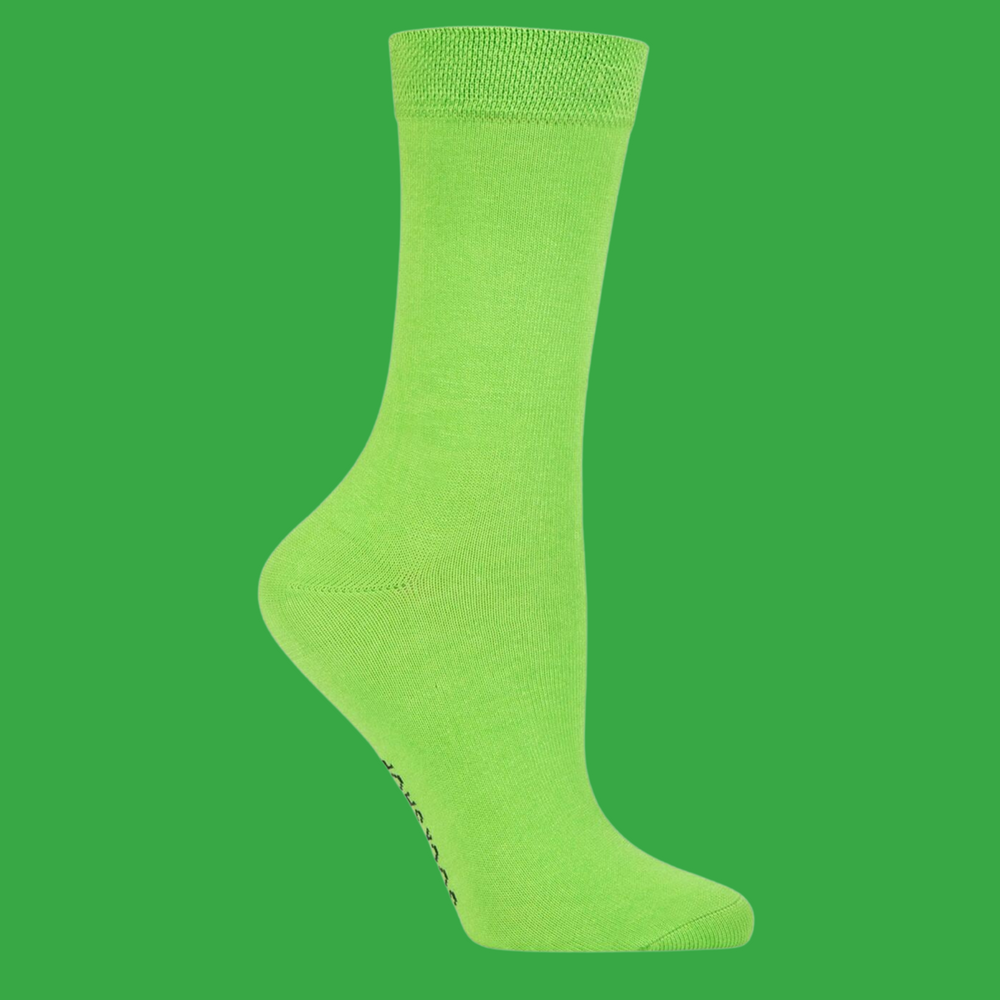 A pair of green bamboo socks.