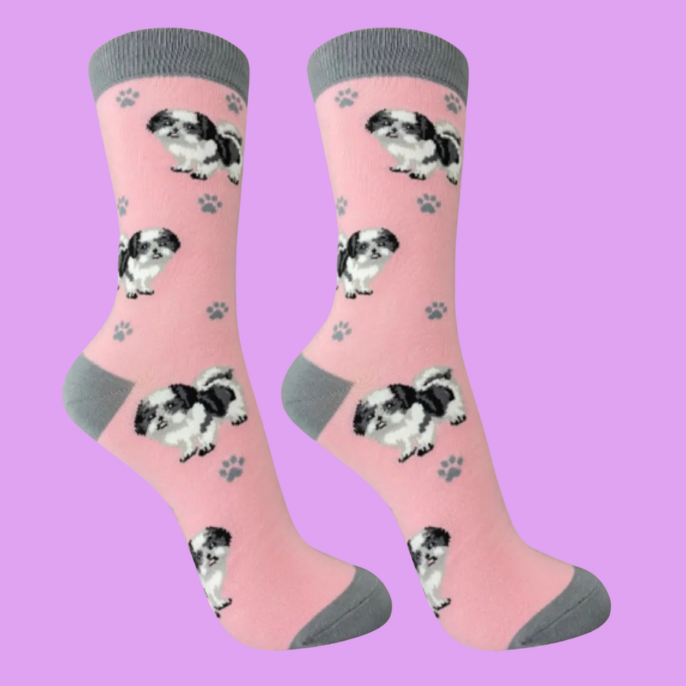 Black & White Shih Tzu Dog Full Body Socks