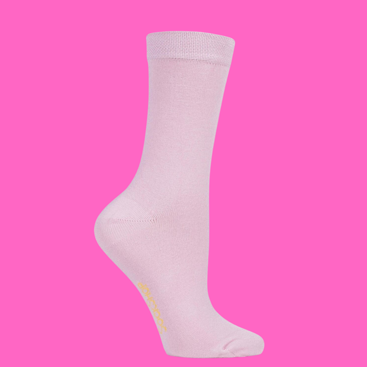 A pair of light pink bamboo socks.