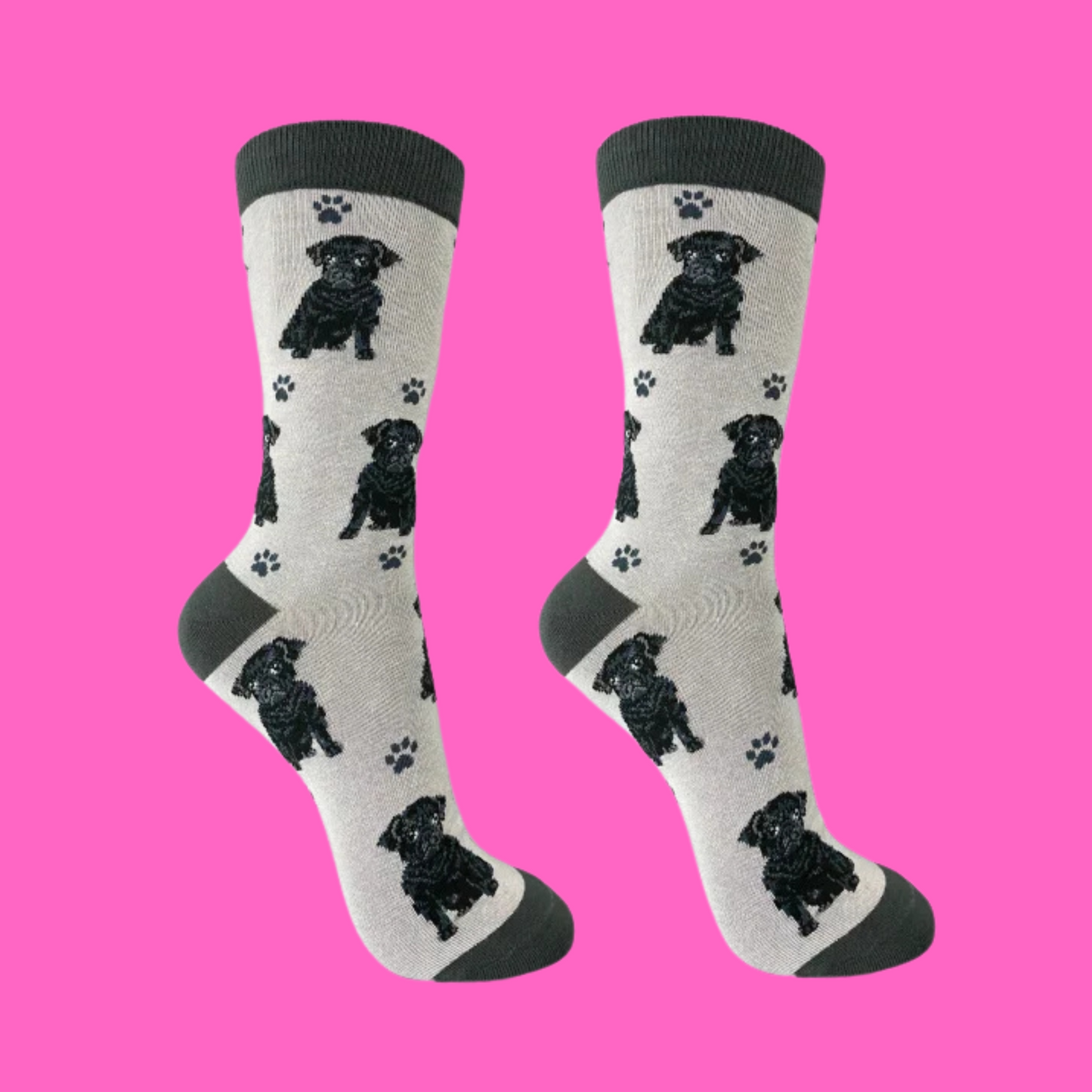 Black Pug Dog Full Body Socks