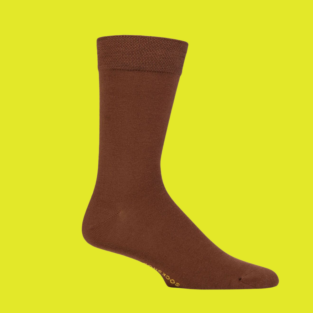 
                  
                    A brown pair of bamboo socks. 
                  
                