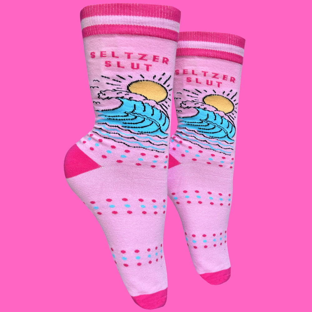 Seltzer Sl*t Slogan Socks