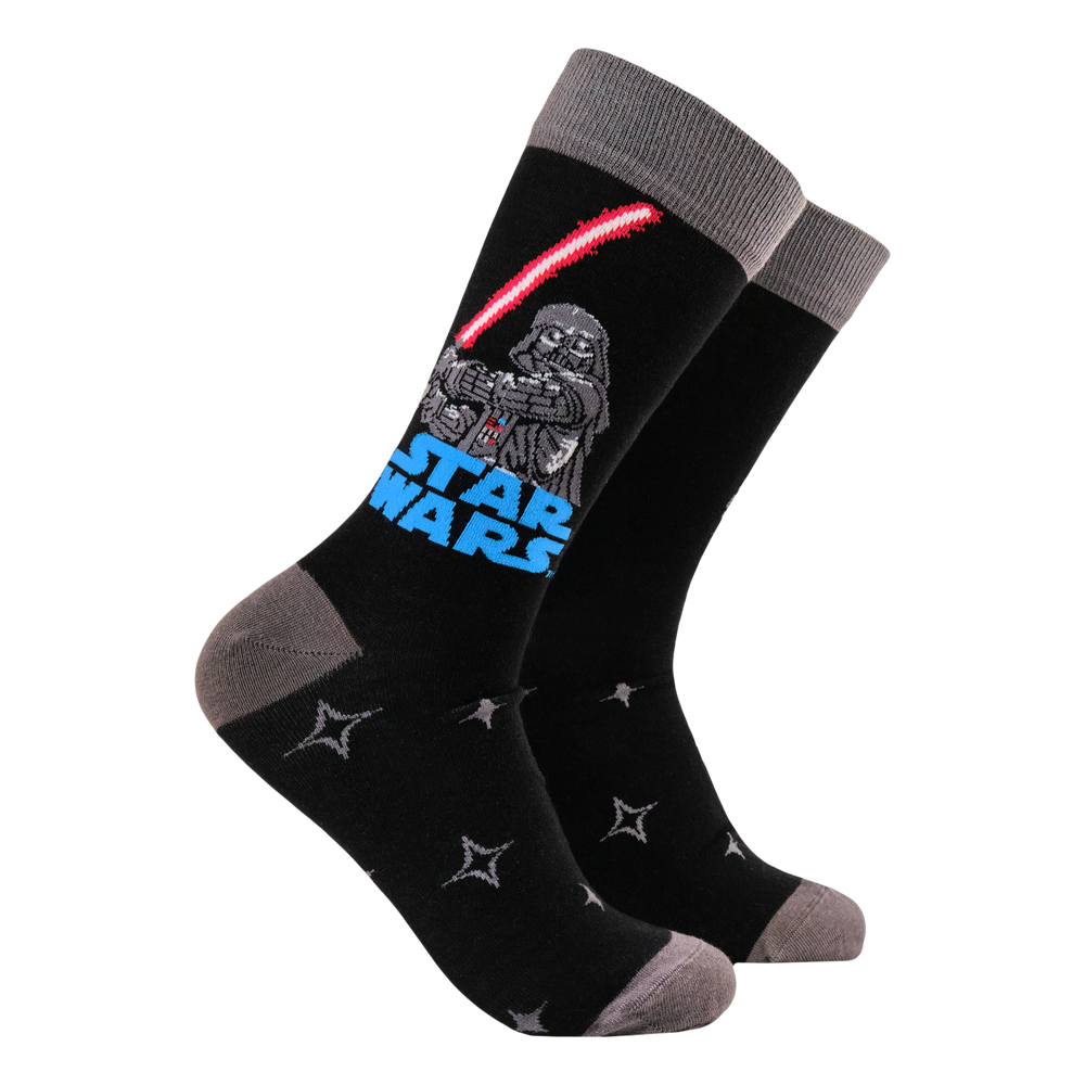 
                      
                        Star Wars - Darth Vader Socks. A pair of socks featuring Darth Vader. Black legs, grey toe, heel and cuff. 
                      
                    