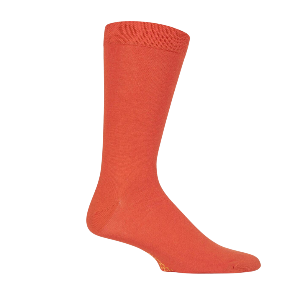 
                  
                    A pair of orange bamboo socks. 
                  
                