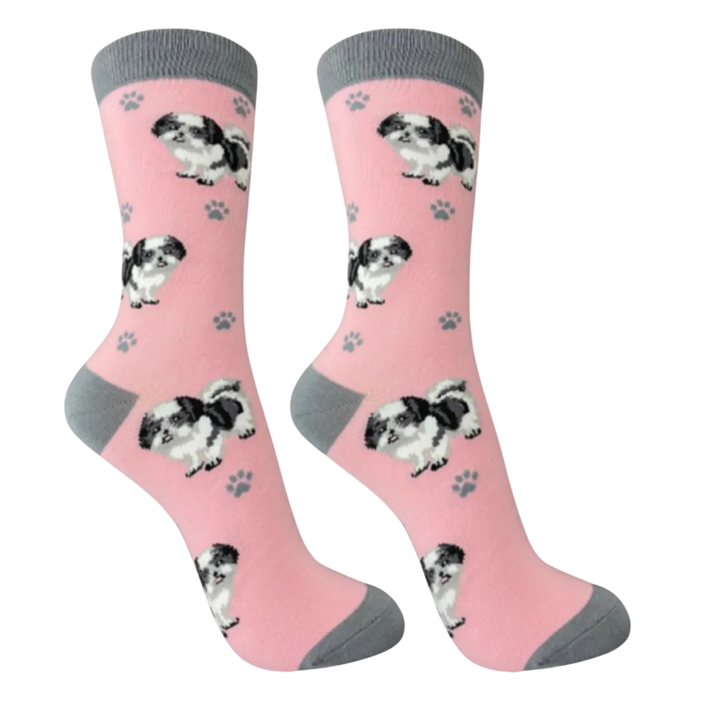 Black & White Shih Tzu Dog Full Body Socks – Soctopus