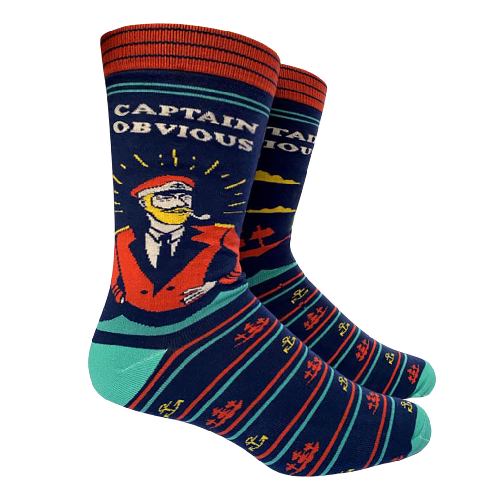 Captain Obvious Slogan Socks