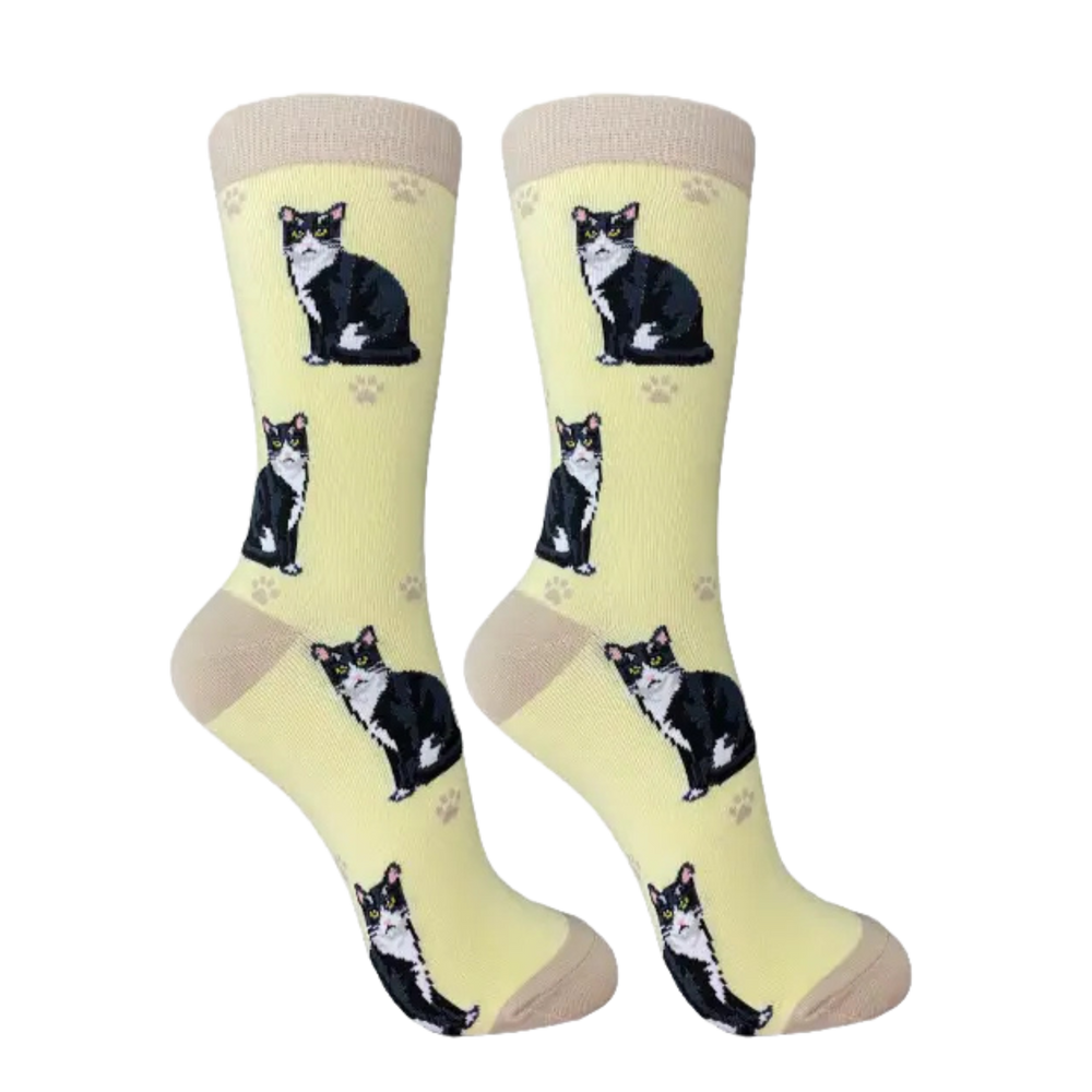 Black and White Cat Full Body Socks