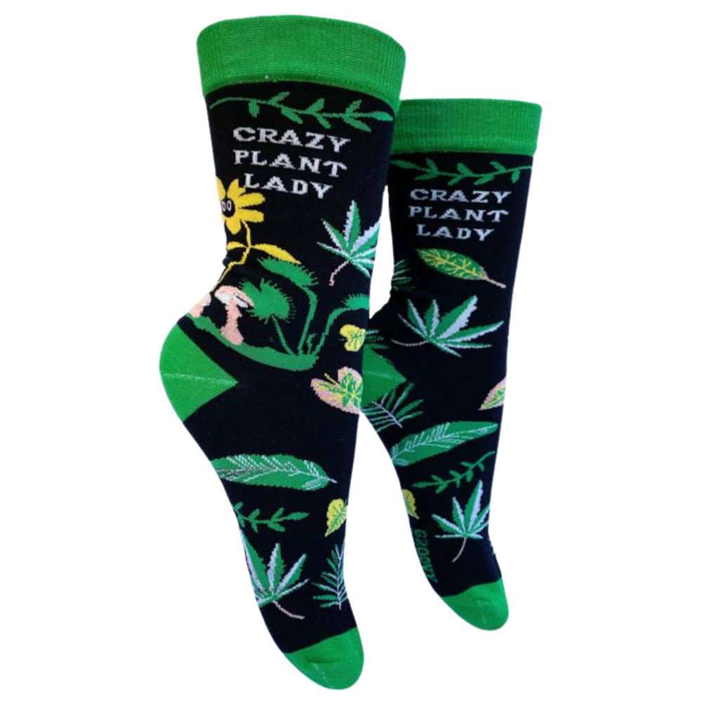 Crazy Plant Lady Slogan Socks